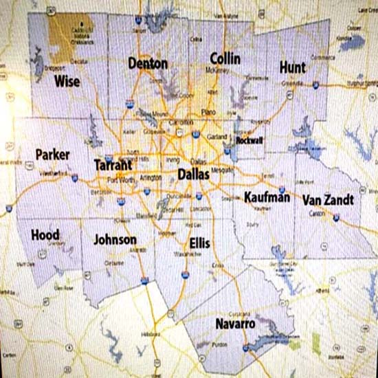 map showing all the counties we serve