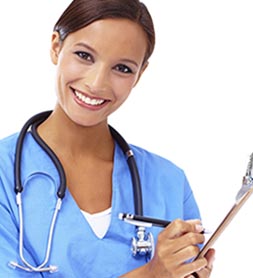 nurse writing on notebook