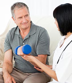 therapist working with client