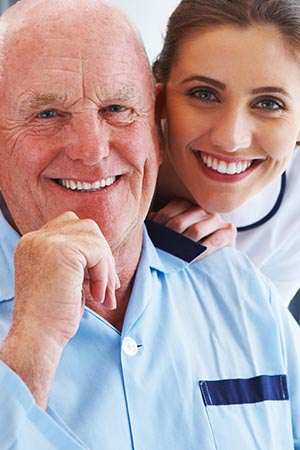 elderly client with speech therapist